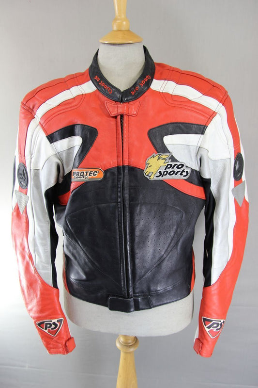 HEIN GERICKE PRO SPORTS LEATHER BIKER JACKET WITH HIPROTEC CE ARMOUR 40 INCH
