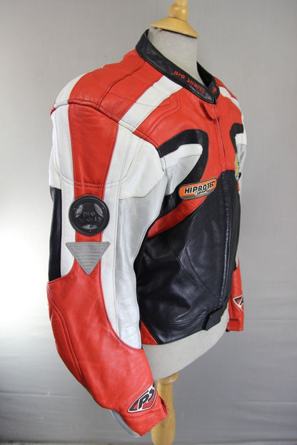 HEIN GERICKE PRO SPORTS LEATHER BIKER JACKET WITH HIPROTEC CE ARMOUR 40 INCH