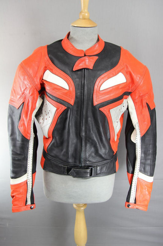 LOOKWELL LEATHER BIKER JACKET & REMOVABLE BACK/SHOULDER/ELBOW PROTECTORS 38-40IN