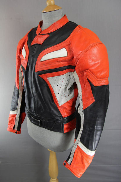 LOOKWELL LEATHER BIKER JACKET & REMOVABLE BACK/SHOULDER/ELBOW PROTECTORS 38-40IN