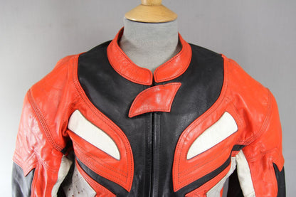 LOOKWELL LEATHER BIKER JACKET & REMOVABLE BACK/SHOULDER/ELBOW PROTECTORS 38-40IN