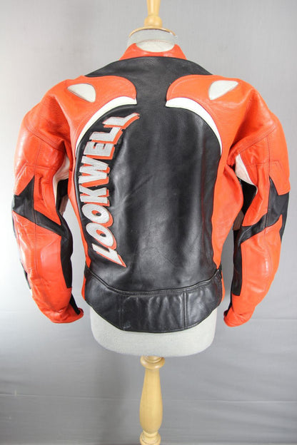 LOOKWELL LEATHER BIKER JACKET & REMOVABLE BACK/SHOULDER/ELBOW PROTECTORS 38-40IN