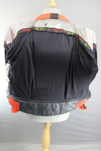 LOOKWELL LEATHER BIKER JACKET & REMOVABLE BACK/SHOULDER/ELBOW PROTECTORS 38-40IN