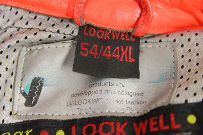 LOOKWELL LEATHER BIKER JACKET & REMOVABLE BACK/SHOULDER/ELBOW PROTECTORS 38-40IN