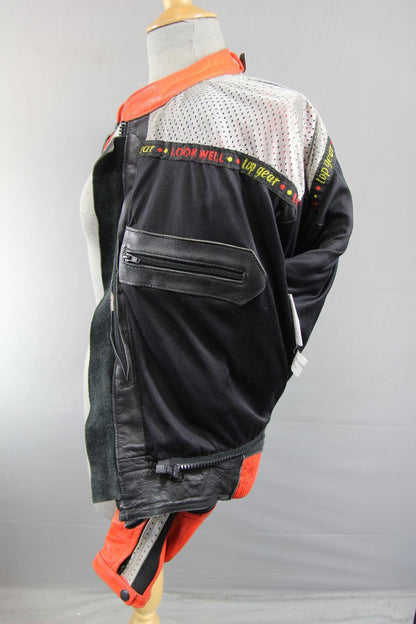 LOOKWELL LEATHER BIKER JACKET & REMOVABLE BACK/SHOULDER/ELBOW PROTECTORS 38-40IN