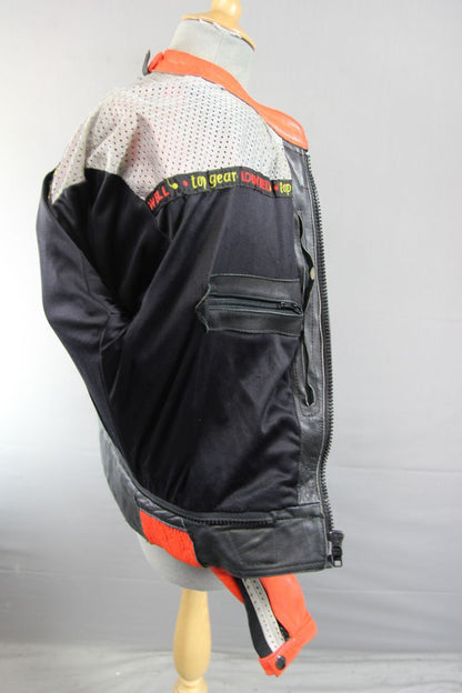 LOOKWELL LEATHER BIKER JACKET & REMOVABLE BACK/SHOULDER/ELBOW PROTECTORS 38-40IN
