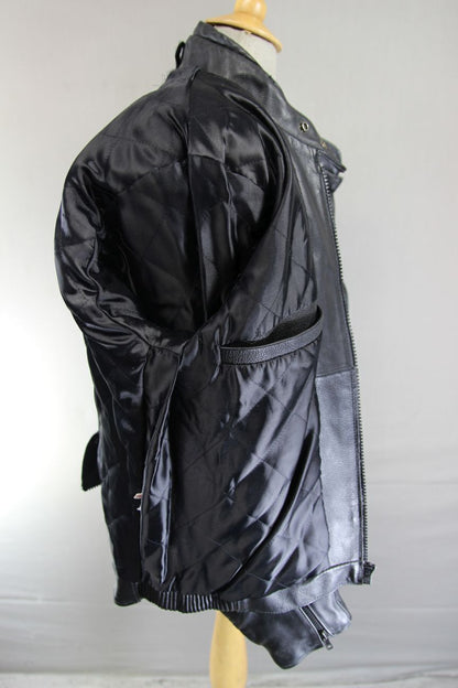 CLASSIC BLACK LEATHER BIKER JACKET 44-46 INCH
