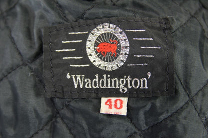 VINTAGE WADDINGTON CLASSIC BLACK & RED LEATHER BIKER JACKET 38-40 INCH CHEST