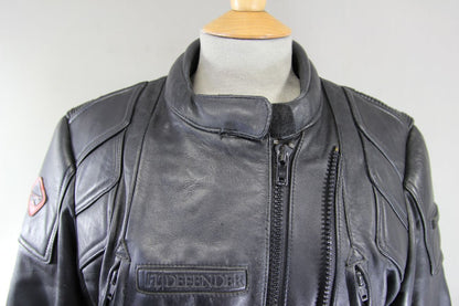 FRANK THOMAS DEFENDER ARMASPORT BLACK COWHIDE BIKER JKT + THERMAL LINING SIZE 14