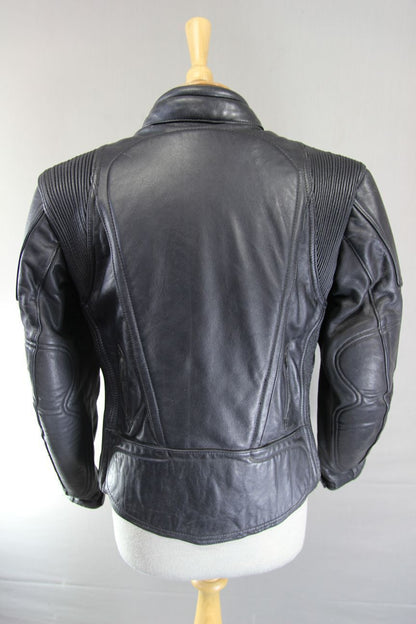 FRANK THOMAS DEFENDER ARMASPORT BLACK COWHIDE BIKER JKT + THERMAL LINING SIZE 14
