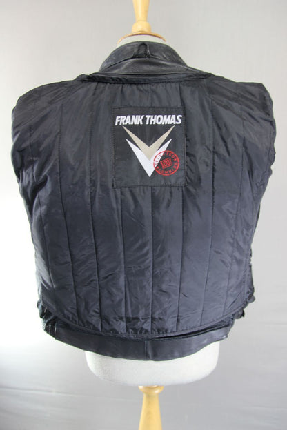 FRANK THOMAS DEFENDER ARMASPORT BLACK COWHIDE BIKER JKT + THERMAL LINING SIZE 14