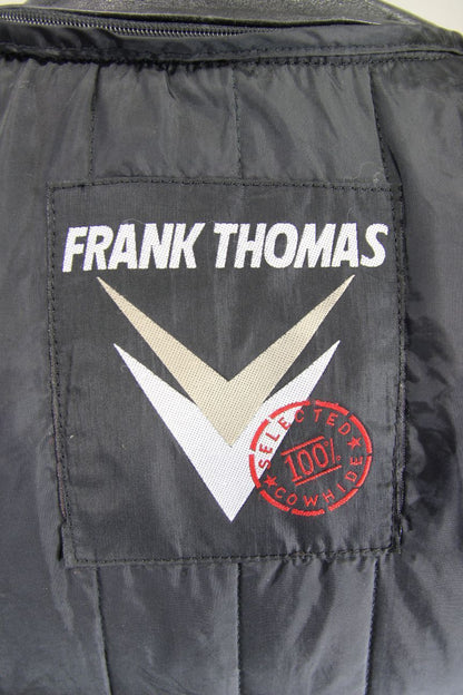 FRANK THOMAS DEFENDER ARMASPORT BLACK COWHIDE BIKER JKT + THERMAL LINING SIZE 14
