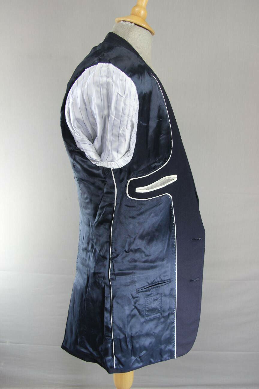 BRAND NEW PURE WOOL DARK BLUE/NAVY JACKET: 38 INCH CHEST (LONG FIT)
