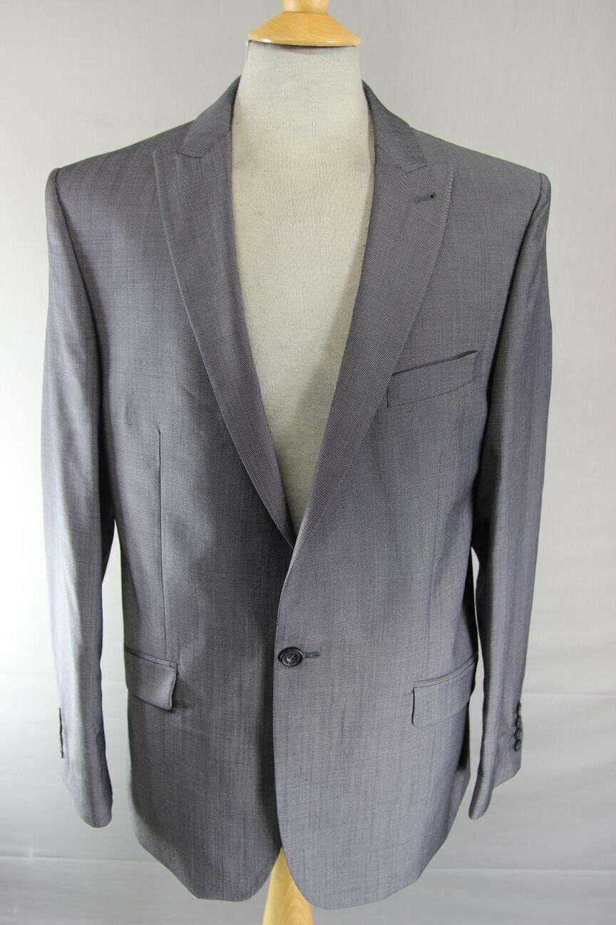 BRAND NEW WOOL RICH BLEND GREY JACKET: 40 INCH CHEST (LONG FIT)