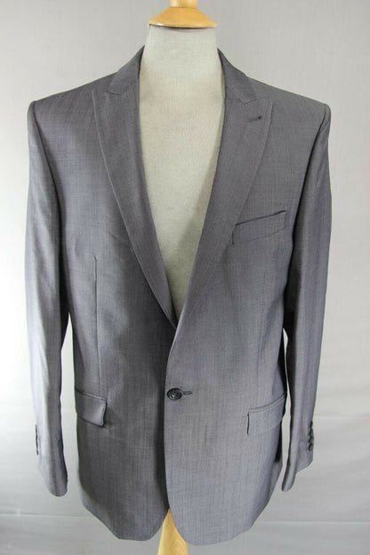 BRAND NEW WOOL RICH BLEND GREY JACKET: 40 INCH CHEST (LONG FIT)