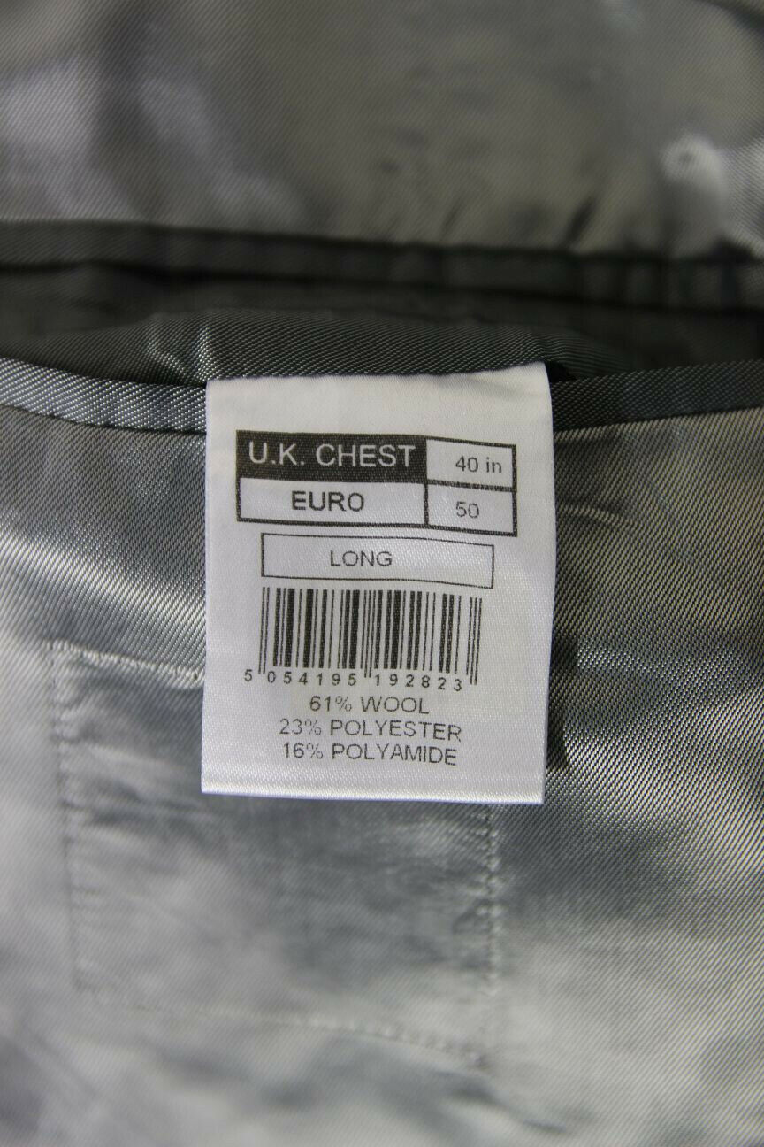 BRAND NEW WOOL RICH BLEND GREY JACKET: 40 INCH CHEST (LONG FIT)