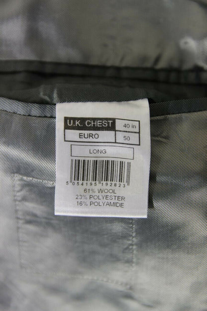 BRAND NEW WOOL RICH BLEND GREY JACKET: 40 INCH CHEST (LONG FIT)
