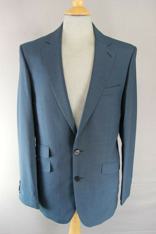 BRAND NEW WOOL RICH BLEND 3 POCKET BLUE JACKET: 38 INCH CHEST (LONG FIT)