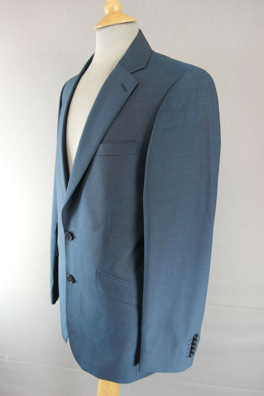 BRAND NEW WOOL RICH BLEND 3 POCKET BLUE JACKET: 38 INCH CHEST (LONG FIT)