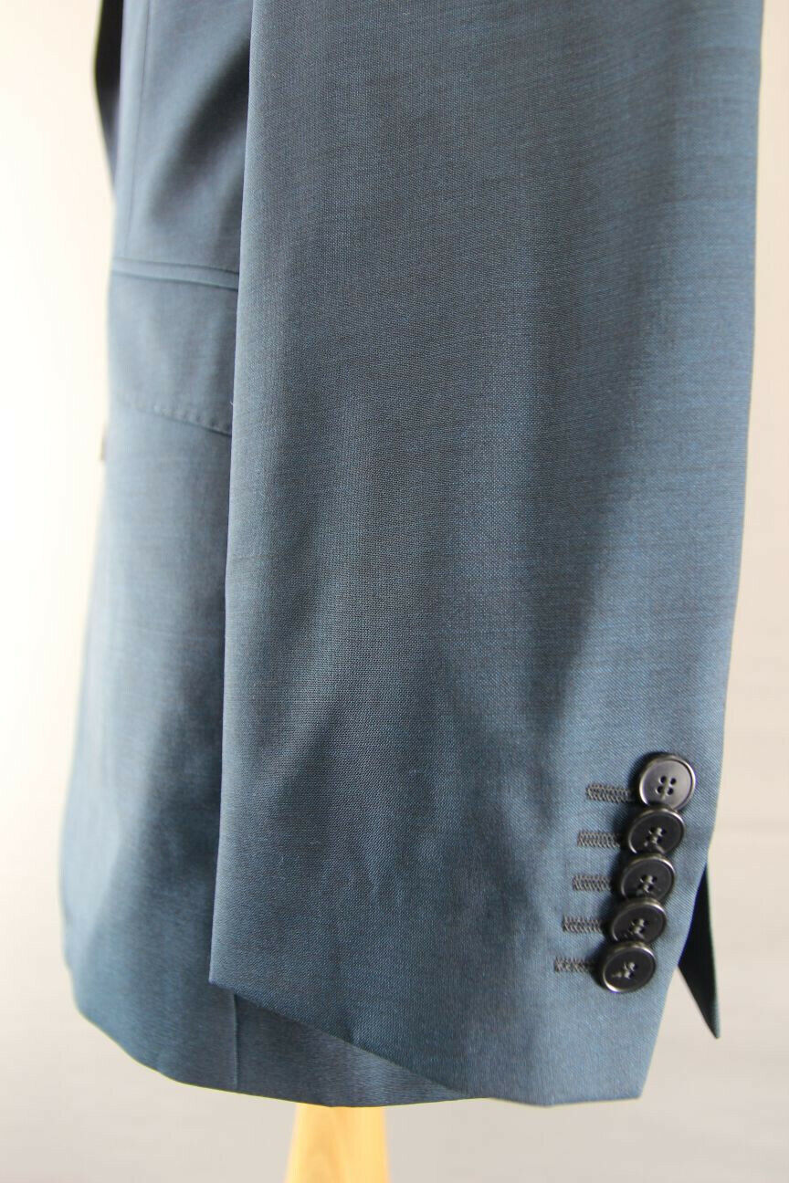 BRAND NEW WOOL RICH BLEND 3 POCKET BLUE JACKET: 38 INCH CHEST (LONG FIT)