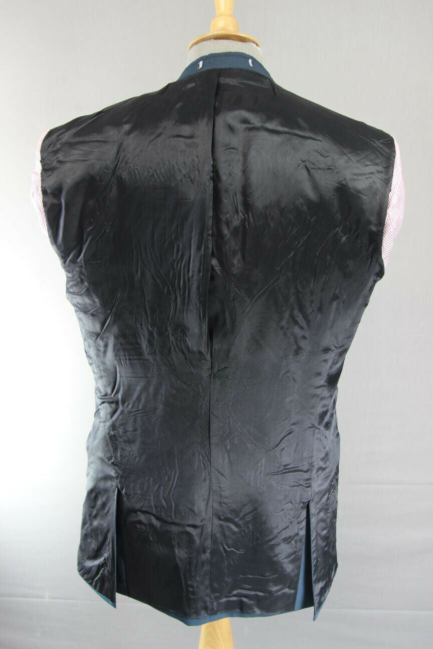 BRAND NEW WOOL RICH BLEND 3 POCKET BLUE JACKET: 38 INCH CHEST (LONG FIT)