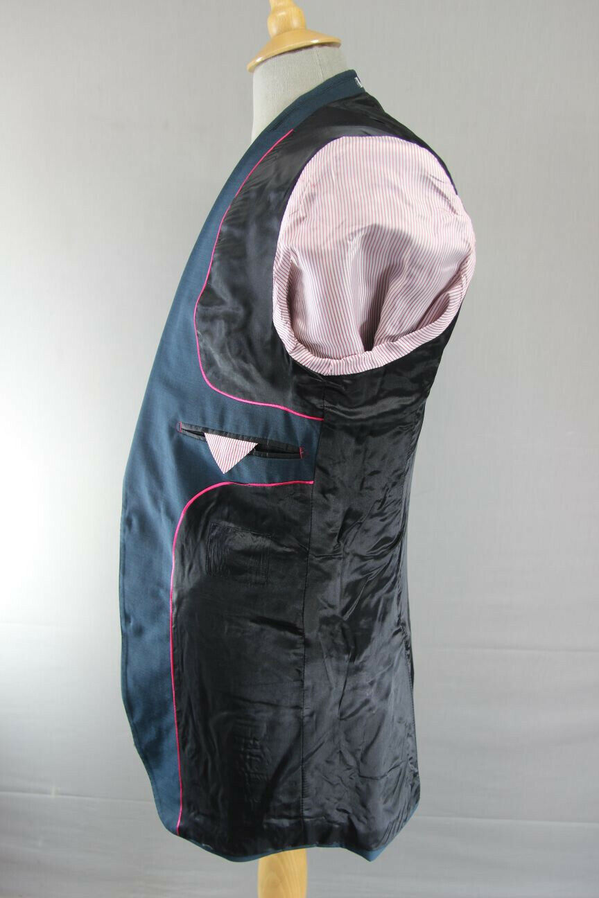 BRAND NEW WOOL RICH BLEND 3 POCKET BLUE JACKET: 38 INCH CHEST (LONG FIT)