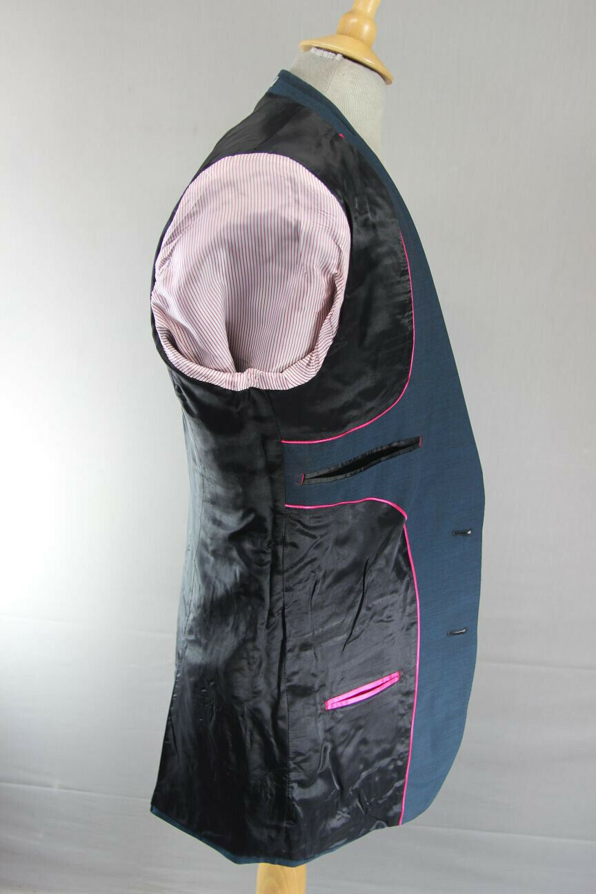 BRAND NEW WOOL RICH BLEND 3 POCKET BLUE JACKET: 38 INCH CHEST (LONG FIT)
