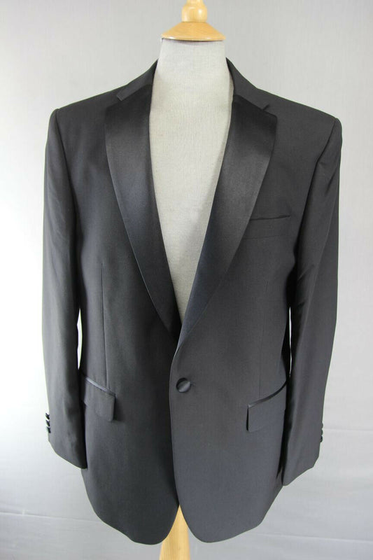 BRAND NEW BLACK FORMALWEAR SINGLE BUTTONED TUXEDO DINNER JACKET: 42 IN (REG FIT)