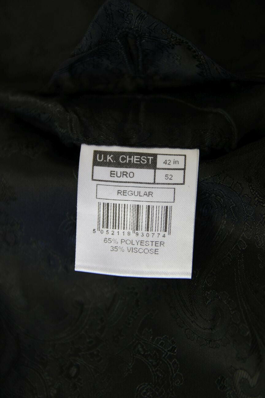 BRAND NEW BLACK FORMALWEAR SINGLE BUTTONED TUXEDO DINNER JACKET: 42 IN (REG FIT)