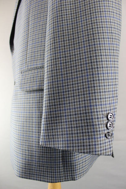 CLASSIC BROOK TAVERNER BLUE/GREY CHECKED WOOL BLEND JACKET 42 INCH