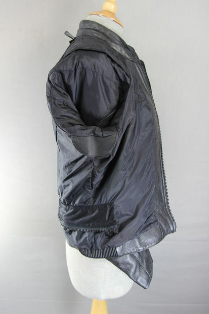 SUPERB MQP 'ACES OF THE TRACK' BLACK LEATHER BIKER JACKET 36 INCH/SIZE 12