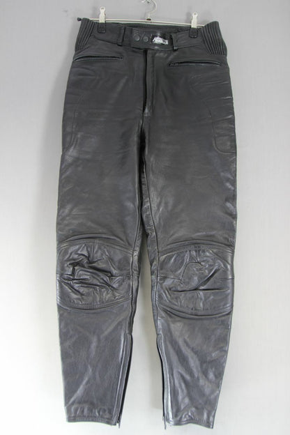 ASHMAN BLACK COWHIDE LEATHER BIKER TROUSERS WAIST 30 INCHES/INSIDE LEG 29 INCHES