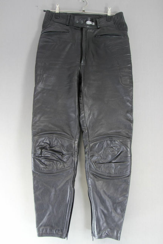ASHMAN BLACK COWHIDE LEATHER BIKER TROUSERS WAIST 30 INCHES/INSIDE LEG 29 INCHES