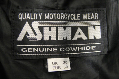 ASHMAN BLACK COWHIDE LEATHER BIKER TROUSERS WAIST 30 INCHES/INSIDE LEG 29 INCHES