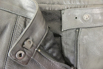 LEWIS LEATHER BLACK BIKER TROUSERS+CE ARMOUR SIZE 14:WAIST 34-36"/INSIDE LEG 30"