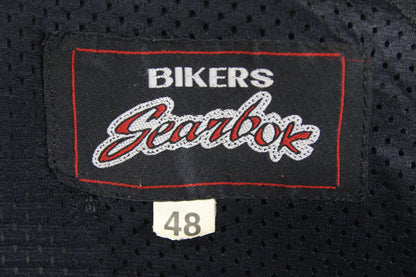 BLACK & SILVER BIKERS GEARBOX LEATHER BIKER JACKET WITH REMOVABLE PROTECTORS 44"