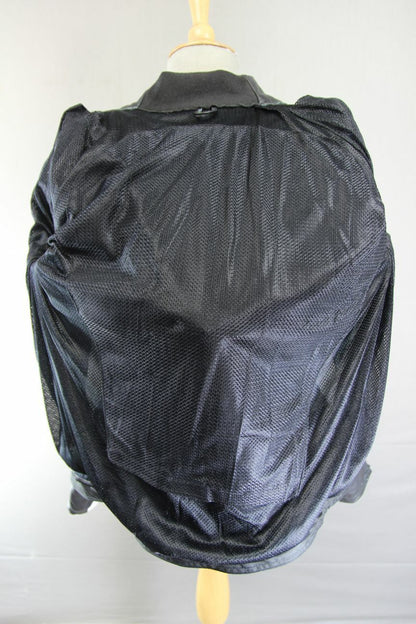 BLACK & WHITE LEATHER BIKER JACKET WITH REMOVABLE CE ARMOUR & RACE HUMP 38 INCH