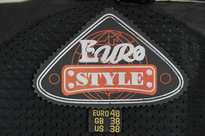 CLASSIC EURO STYLE BLACK LEATHER BIKER JACKET WITH REMOVABLE BACK PROTECTOR 38IN