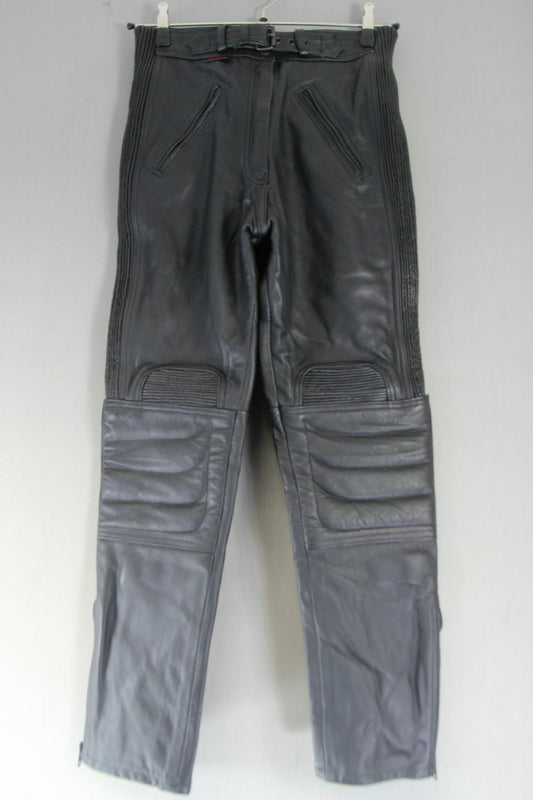 APACHE LEATHERS BLACK 'SULBY' BIKER TROUSERS SIZE 14 WAIST 30-32"/INSIDE LEG 29"