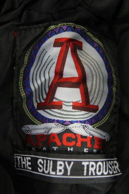 APACHE LEATHERS BLACK 'SULBY' BIKER TROUSERS SIZE 14 WAIST 30-32"/INSIDE LEG 29"