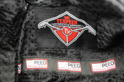 TEXPEED BLACK LEATHER BIKER TROUSERS+CE ARMOUR SIZE 10: WAIST 32"/INSIDE LEG 29"