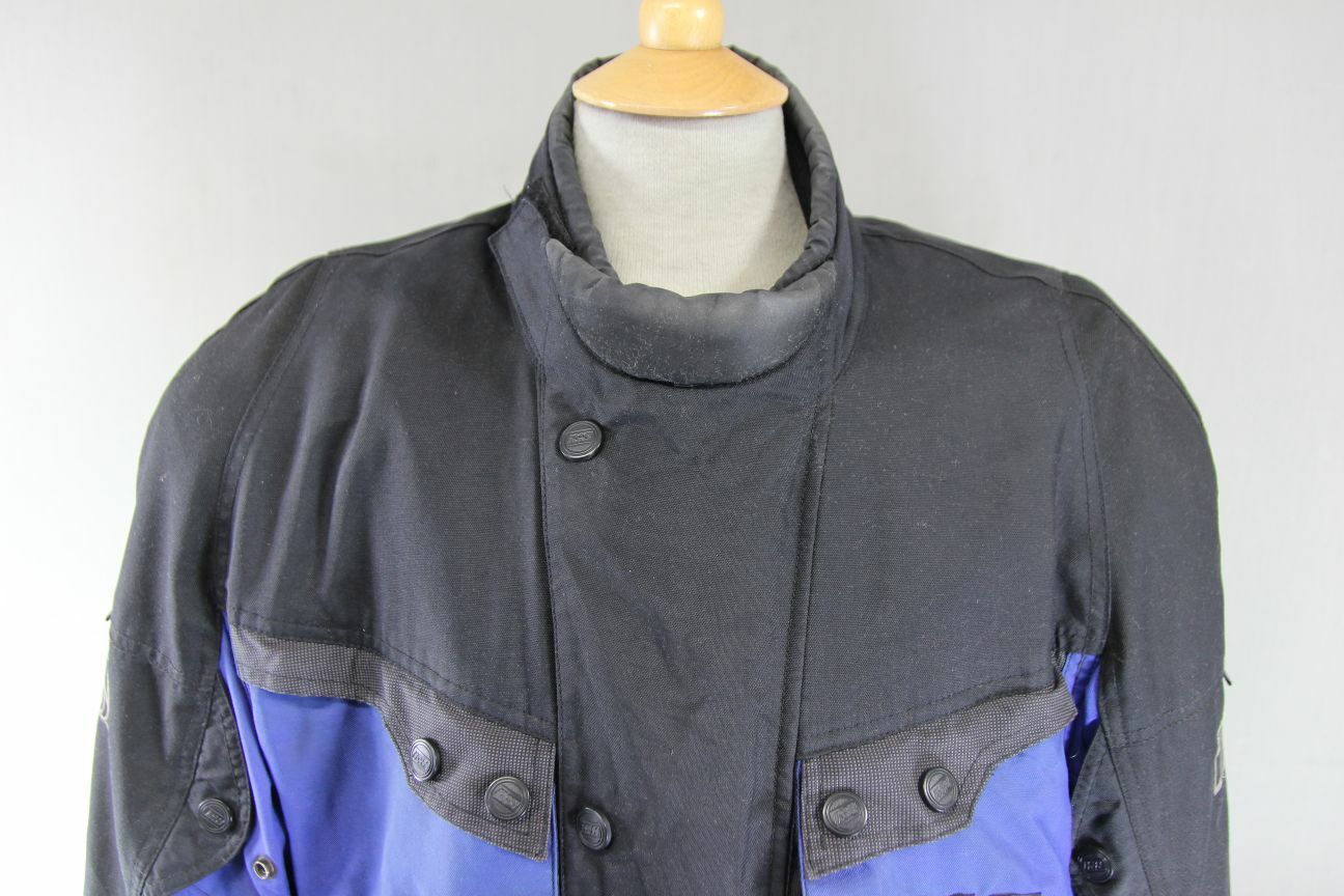 IXS BLACK & BLUE TEXTILE BIKER JACKET WITH CE ARMOUR & THERMAL LINING 46 INCH/XL