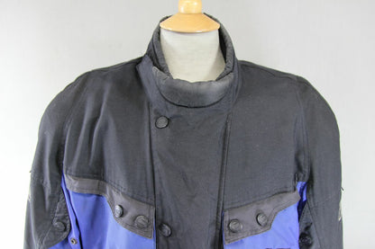 IXS BLACK & BLUE TEXTILE BIKER JACKET WITH CE ARMOUR & THERMAL LINING 46 INCH/XL