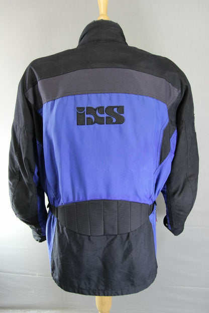 IXS BLACK & BLUE TEXTILE BIKER JACKET WITH CE ARMOUR & THERMAL LINING 46 INCH/XL