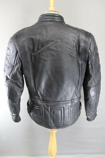 APACHE LEATHERS 'RAMSEY' BLACK LEATHER BIKER JACKET + REMOVABLE PROTECTORS 40 IN