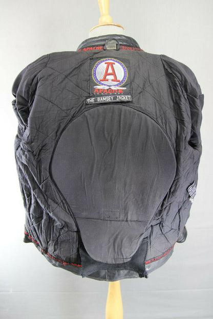 APACHE LEATHERS 'RAMSEY' BLACK LEATHER BIKER JACKET + REMOVABLE PROTECTORS 40 IN