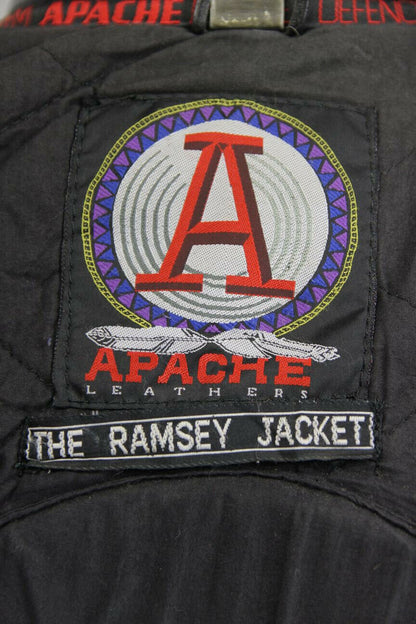 APACHE LEATHERS 'RAMSEY' BLACK LEATHER BIKER JACKET + REMOVABLE PROTECTORS 40 IN