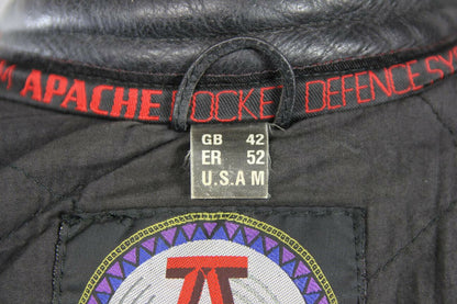 APACHE LEATHERS 'RAMSEY' BLACK LEATHER BIKER JACKET + REMOVABLE PROTECTORS 40 IN