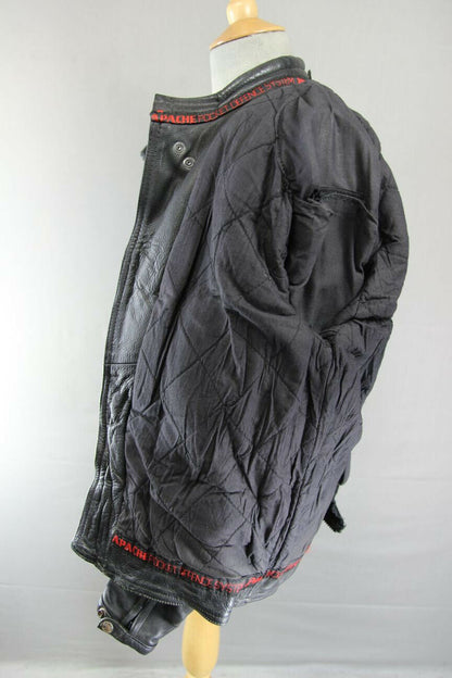 APACHE LEATHERS 'RAMSEY' BLACK LEATHER BIKER JACKET + REMOVABLE PROTECTORS 40 IN