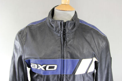 AXO RACING ITALIAN MADE LEATHER BIKER JACKET + CE ARMOUR & THERMAL LINING 36IN/S